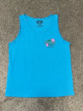 Ron Jon Turquoise Graphic Tank with Pink Floral Logo